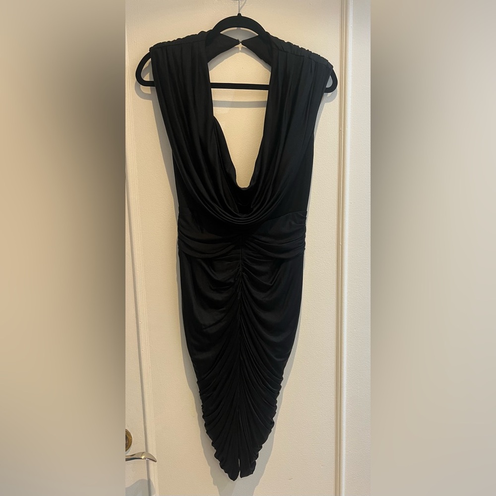 Zac Posen Black Backless Draped Dress